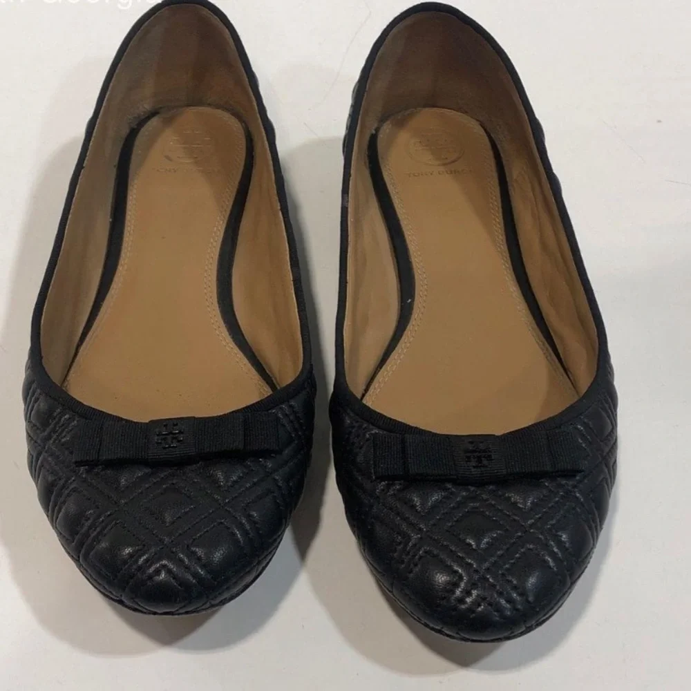 Women’s Tory Burch Black Quilted Leather Ballet Flats Size 9M